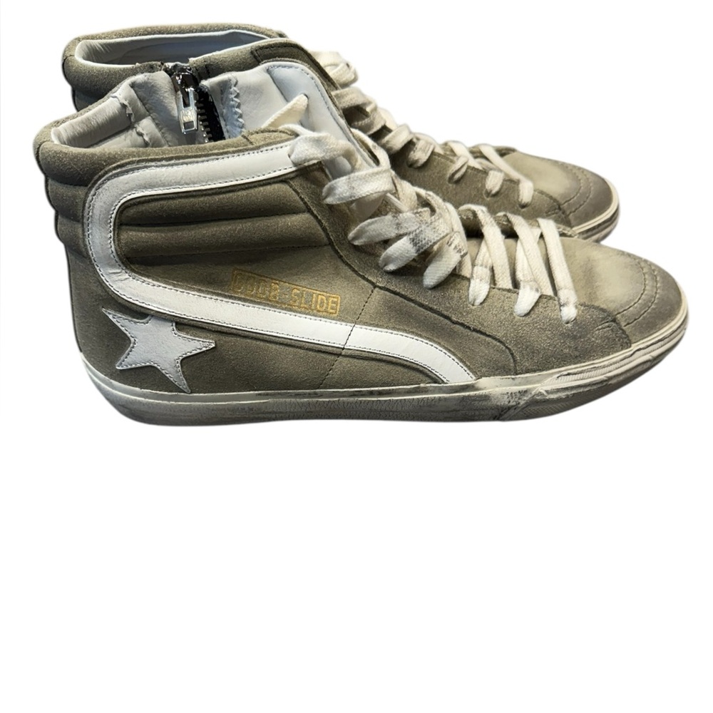 Golden Goose Men’s Sneaker Slide High Top Light Olive Suede BNIB - Picture 6 of 15